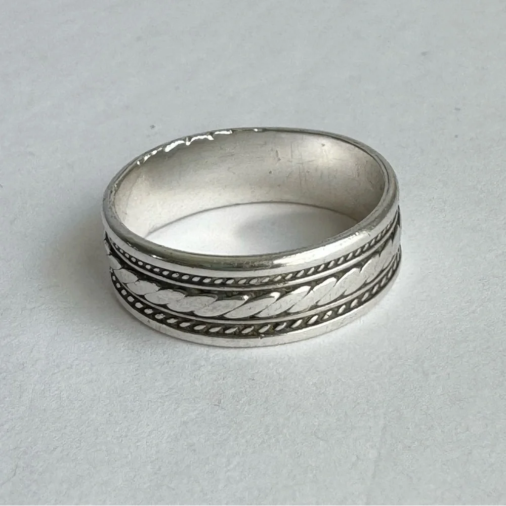 Vintage Sterling Silver Band Ring Textured Rope Simple‎ Unisex 925 Size 6.25